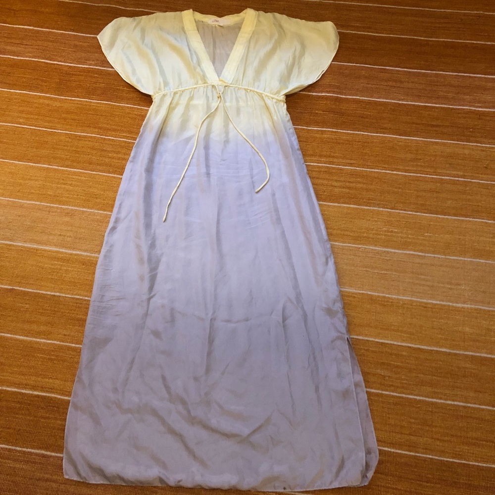 LILKA Silk Ombré Maxi Dress - Yellow + Grey (Sm)